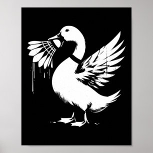 Anka med pensel - luddig grafik Badminton Älskare Poster