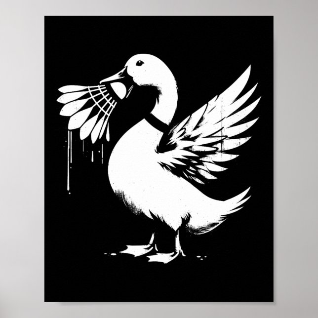 Anka med pensel - luddig grafik Badminton Älskare Poster (Framsidan)
