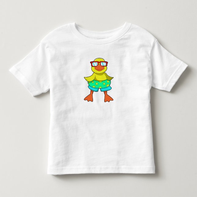 Anka med Simma ring och solglasögon T Shirt (Framsida)