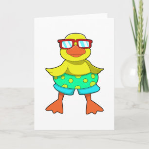 Anka med simring och solglasögon kort
