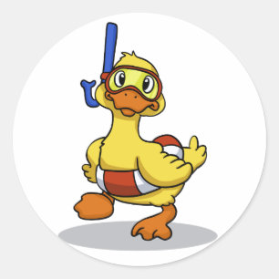 Anka med snorkelmask   välj tillbaka färg runt klistermärke