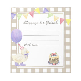 Anka meddelande om födelsedagstid anteckningsblock