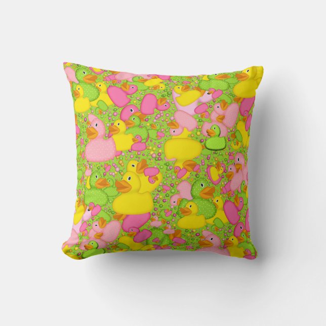 Anka-n-Dots-Stil-2-Lt Grönt-Sq DEKORATIV KUDDE (Framsida)
