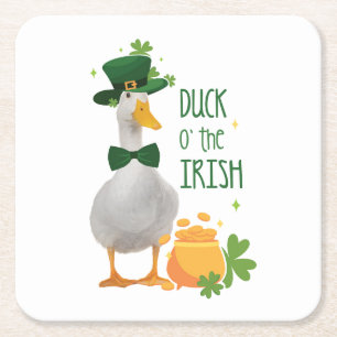 Anka o' Irish St. Patricks Day Underlägg Papper Kvadrat
