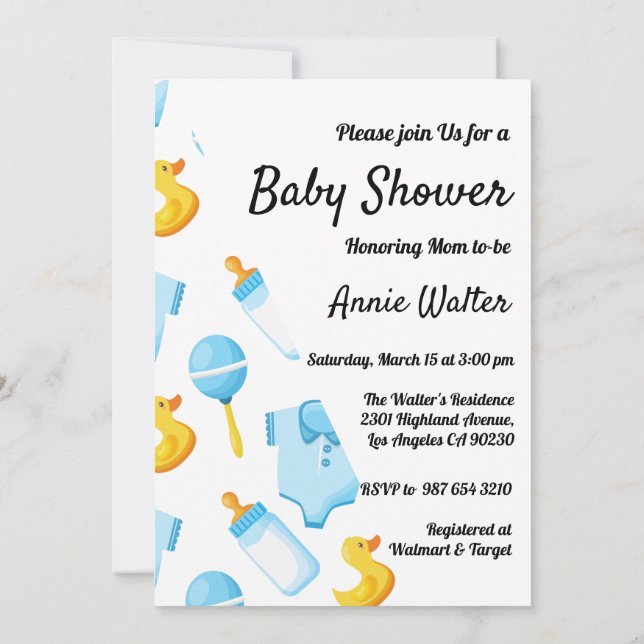 Anka och Boat themed Baby Shower Inbjudningar (Baksida)