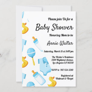 Anka och Boat themed Baby Shower Inbjudningar