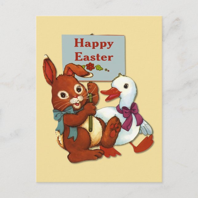 Anka och Bunny Påsk Helg Vykort (Framsida)