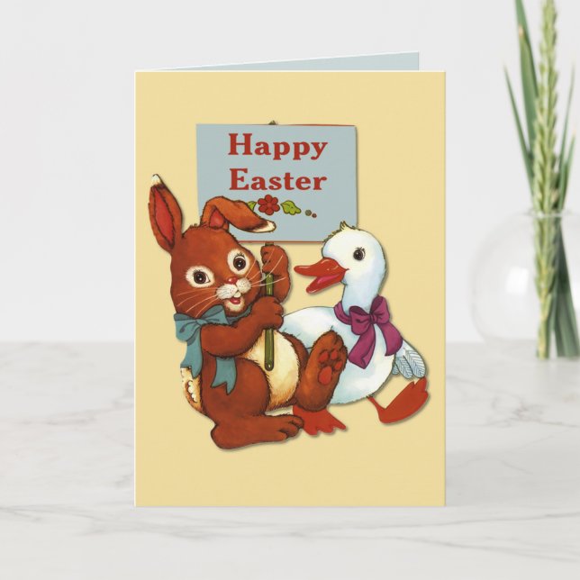 Anka och Bunny Påsk Helgkort (Framsida)