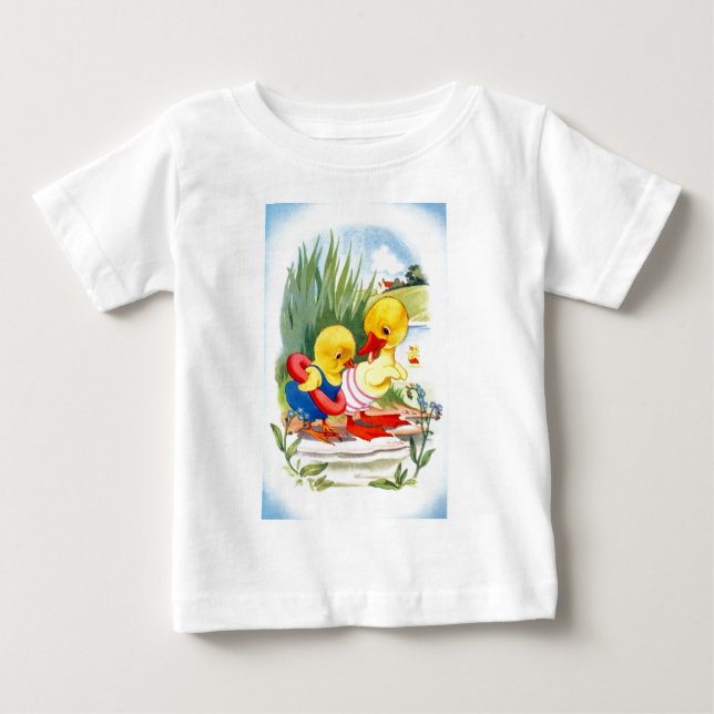 Anka och chick simmar t-shirt (Framsida)