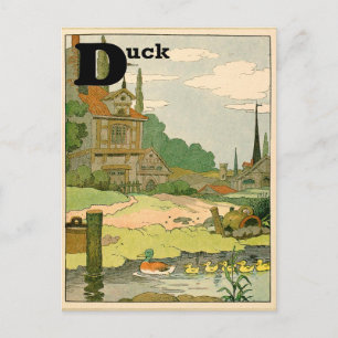 Anka och Ducklings Alphabet Brev Vykort