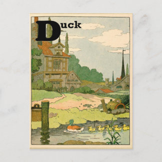 Anka och Ducklings Alphabet Brev Vykort