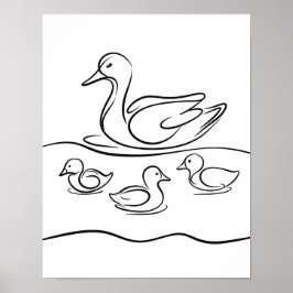 "Anka och Ducklings Line Art Poster | Irish River