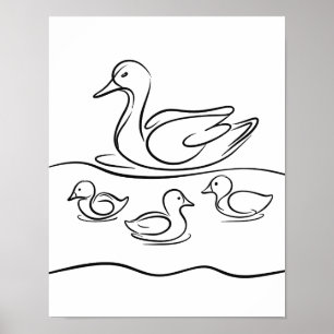 "Anka och Ducklings Line Art Poster   Irish River