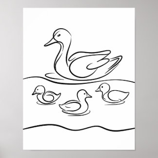 "Anka och Ducklings Line Art Poster | Irish River