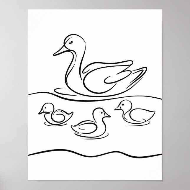 "Anka och Ducklings Line Art Poster | Irish River (Framsidan)
