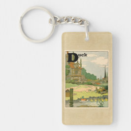 Anka och Ducklings som simmar på floden