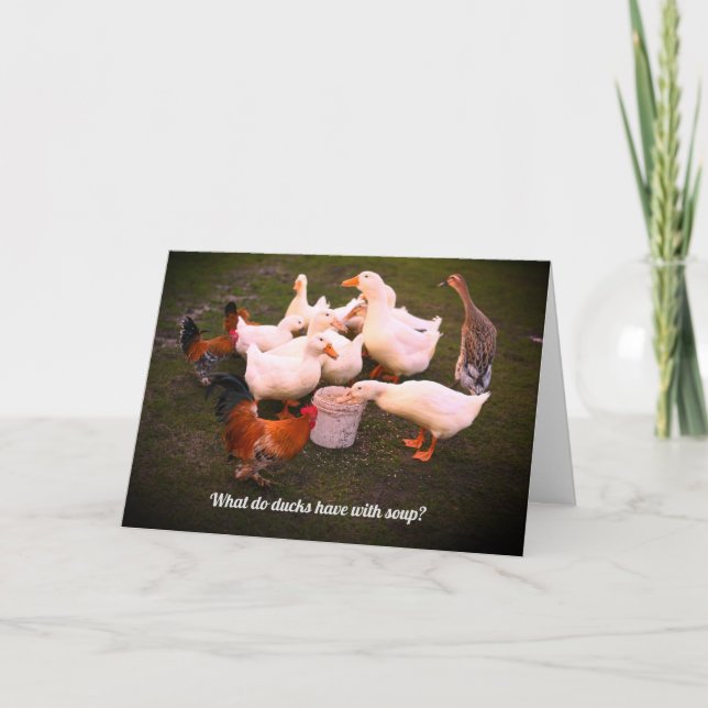 Anka och kycklingar som äter en vacker födelsedag kort (Framsida)