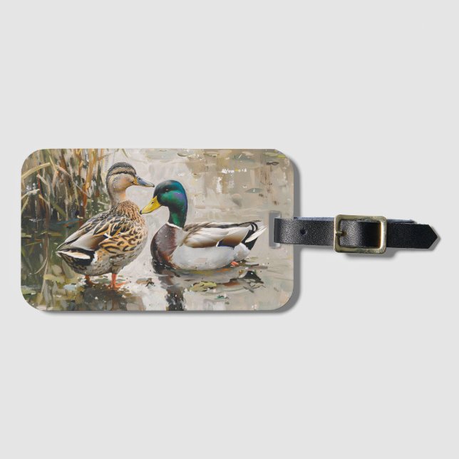 Anka och Mallard Wildlife Painting Bagagebricka (Framsida horisontal)