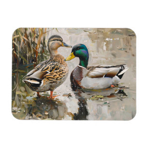 Anka och Mallard Wildlife Painting Flexible Magnet