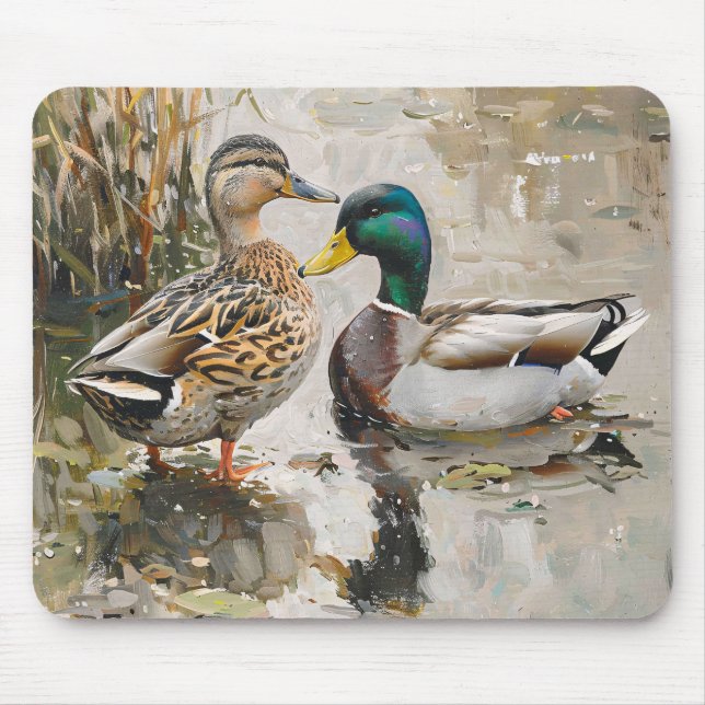 Anka och Mallard Wildlife Painting Musmatta (Framsidan)