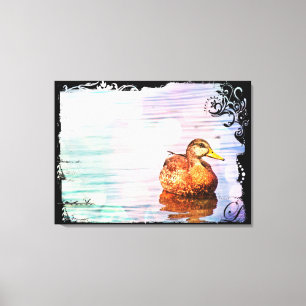 Anka på Pastel Vatten vykort Art Wrapped Canvas