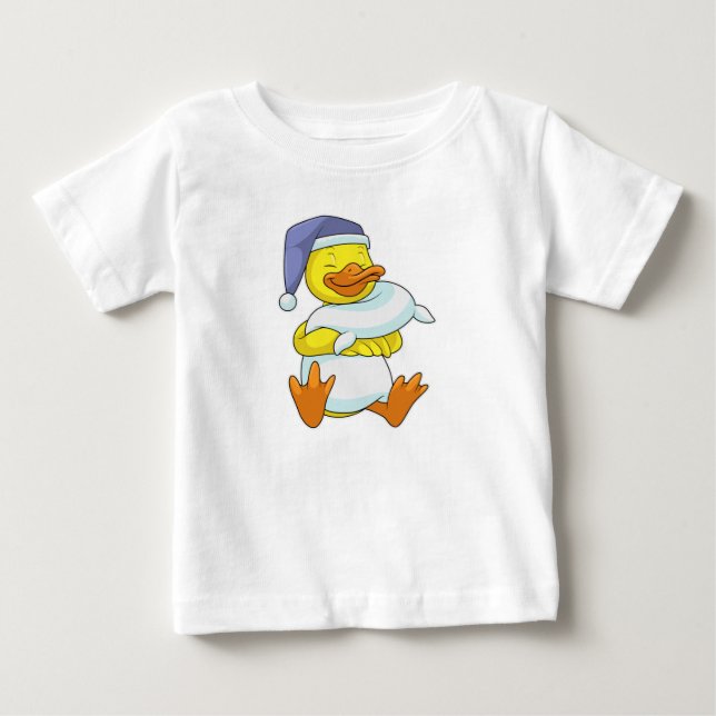 Anka på Sängande med Nattmössa T Shirt (Framsida)
