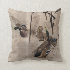 Anka på Vatten japanska konstnärer Waterfowl Kudde