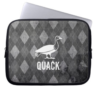 Anka Pictogram på Black Argyle Grunge Laptop Sleeve