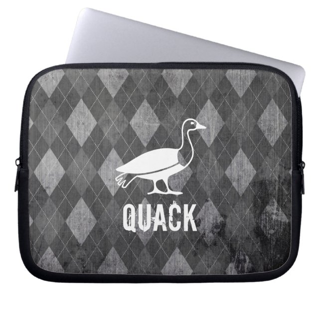 Anka Pictogram på Black Argyle Grunge Laptop Sleeve (Framsidan)
