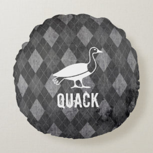 Anka Pictogram på Black Argyle Grunge Rund Kudde