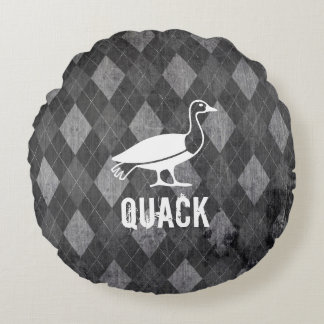 Anka Pictogram på Black Argyle Grunge Rund Kudde