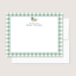 Anka Pojke Tack Preppy Gingham Stationery Anteckningskort