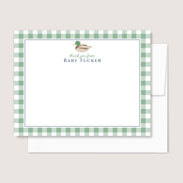 Anka Pojke Tack Preppy Gingham Stationery Anteckningskort (Skapare uppladdad)