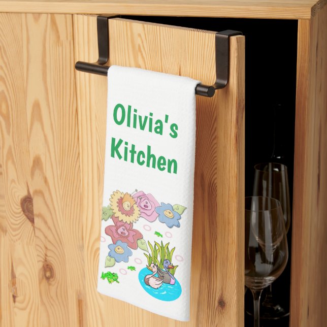 Anka Pond Blommigt Kitchen Hand Towel Kökshandduk (Thirds Fold)