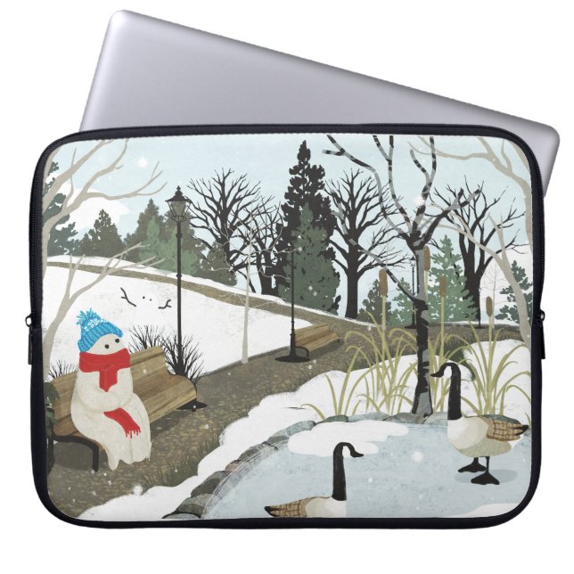 Anka Pond - Vinter Laptop Fodral (Framsidan)