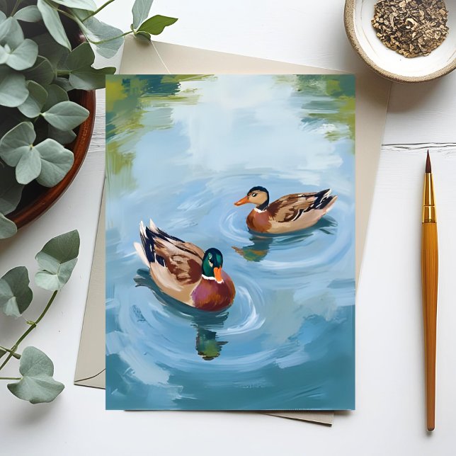 Anka Pond Watercolor Paediatric Vykort (Skapare uppladdad)