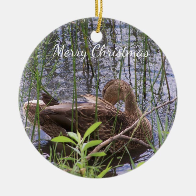 Anka Preening i Reeds Julgransprydnad Keramik (Framsidan)