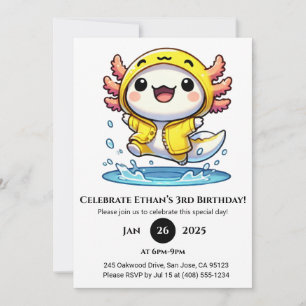 Anka Rainrock Axolotl Birthday Inbjudningar
