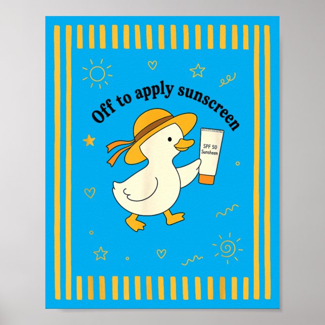 Anka redo för sommarens strand semester solskydd poster (Framsidan)