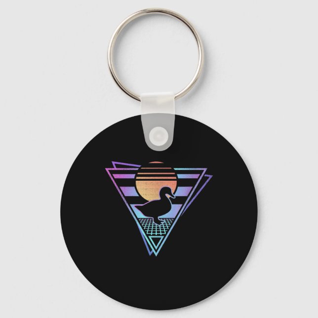 Anka Retro 80-talets EDM Synthwave Gift T-Shirt Nyckelring (Framsida)