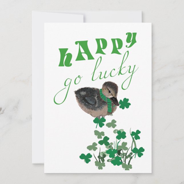 Anka Shamrock Lycklig Go Lucky St patrick's day Julkort (Framsida)