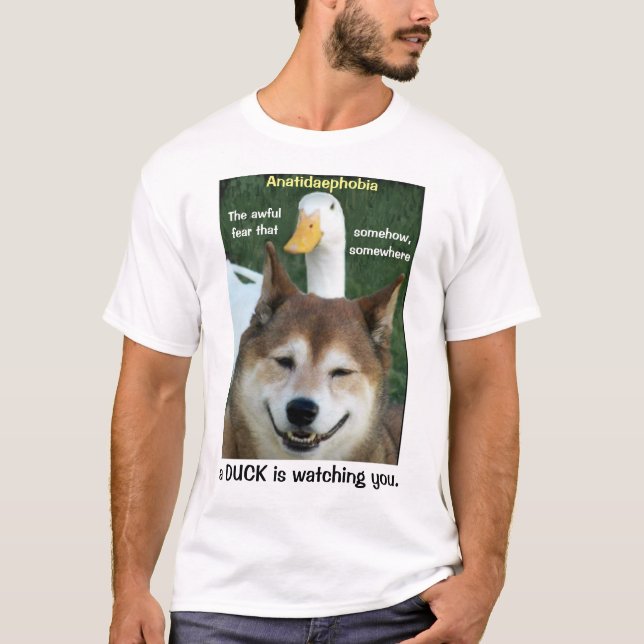 Anka Shiba Inu Hund Anatidaephobia Photo Funny Dog T Shirt (Framsida)