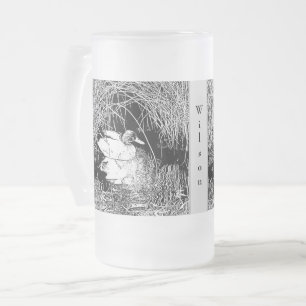 Anka Sjö Bird Masculine Black White Lakeside Frostat Ölglas