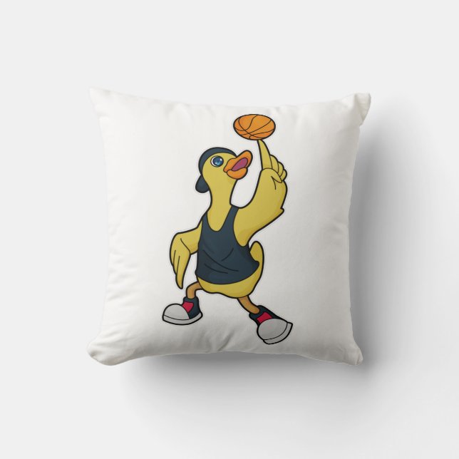 Anka som basketspelare med basket kudde (Framsida)