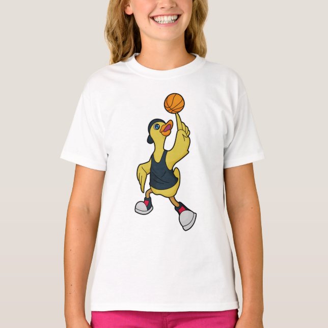Anka som basketspelare med basket t shirt (Framsida)