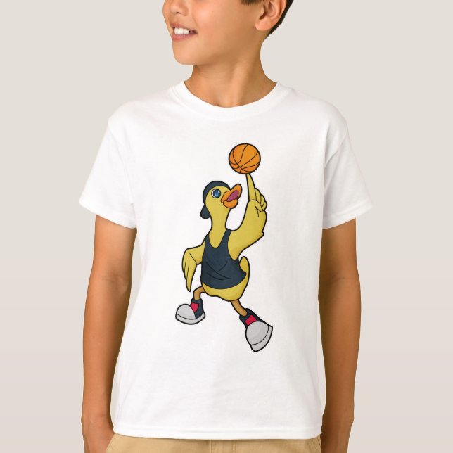 Anka som basketspelare med basket t shirt (Framsida)