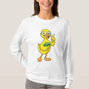Anka som lärare med Bok och glasögon T Shirt