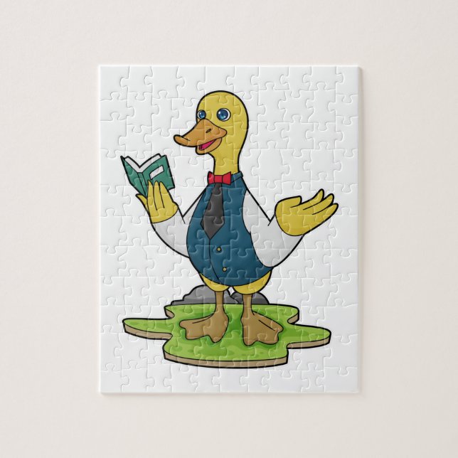 Anka som lärare med Bok Pussel (Vertikal)