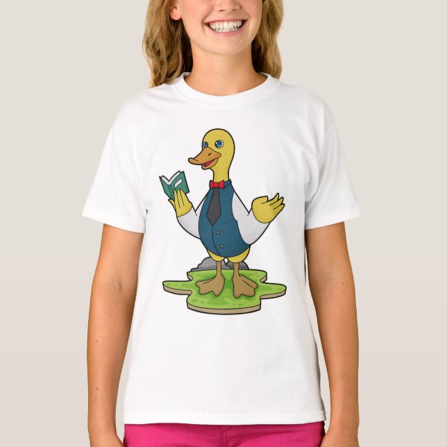 Anka som lärare med Bok T Shirt (Framsida)