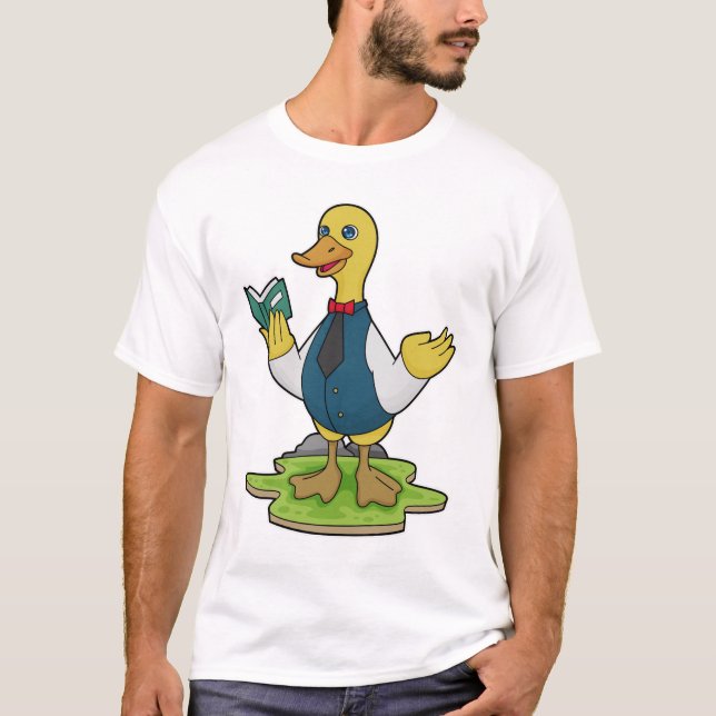 Anka som lärare med Bok T Shirt (Framsida)